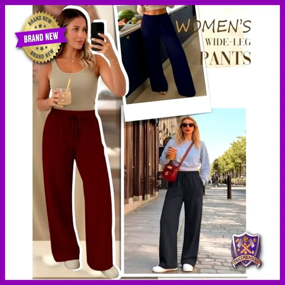 Plus Size Drawstring Yoga Pants with Pockets Wide Leg Lounge Sweatpants